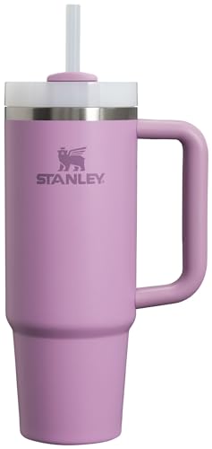 لیوان عایق خلاء فولادی ضد زنگ Stanley Quencher H2.0 FlowState با درب و نی برای آب، چای سرد یا قهوه، اسموتی و موارد دیگر، یاس بنفش، 30 اونس