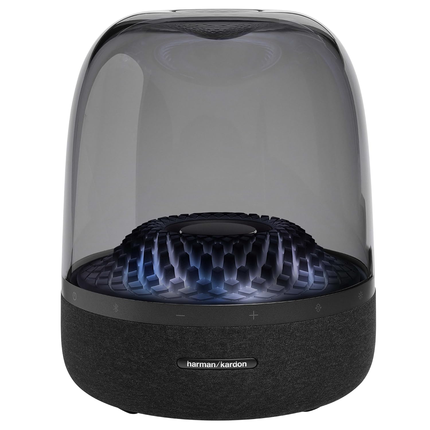 Harman Kardon Aura Studio 4 - بلندگوی خانگی بلوتوث ممتاز با صدای برتر، نورپردازی با جلوه الماس و طراحی سازگار با محیط زیست، HKAURAS4BLKUK، مشکی