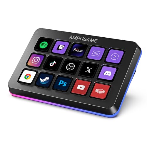 FIFINE AmpliGame D6 Stream Controller,صفحه کلید جریان برای OBS YouTube | 15 کلید ماکرو، اقدامات ماشه، دکمه های میانبر صفحه کلید با مک و رایانه شخصی کار می کند