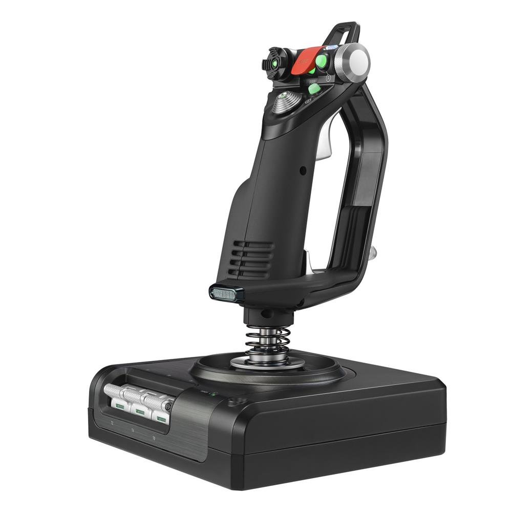 سیستم کنترل پرواز Logitech G Saitek X52، کنترلر و شبیه ساز جوی استیک، نمایشگر ال سی دی، سیستم تعلیق دوگانه، دکمه های روشن، 2Xusb، کامپیوتر، 2 سال گارانتی سازنده - مشکی