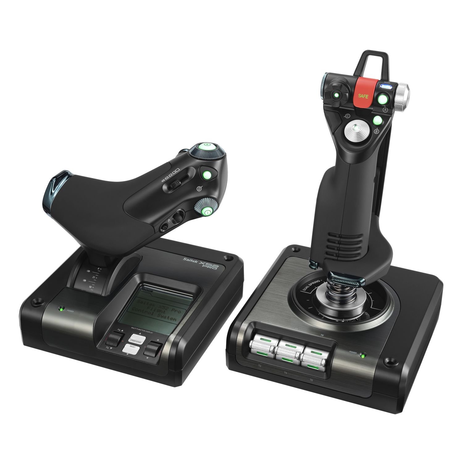 سیستم کنترل پرواز Logitech G Saitek X52 Pro، کنترلر و شبیه ساز جوی استیک، نمایشگر LCD، دکمه های روشن، 2xUSB، کامپیوتر - مشکی/نقره ای