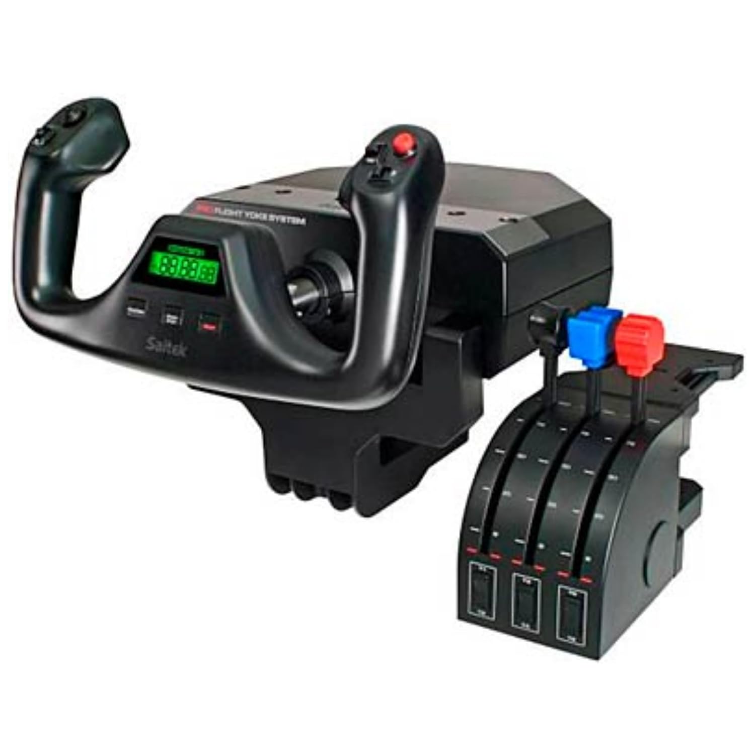 Logitech G Saitek Pro Flight Yoke System، ربع دریچه گاز شبیه سازی حرفه ای، 3 حالت، 75 کنترل قابل برنامه ریزی، دستگیره های دریچه گاز قابل تنظیم، شفت فولادی، USB، PC - مشکی | شبیه سازی یوغ و دریچه گاز، 3 حالت، 75 کنترل، دستگیره های قابل تنظیم، شفت فولادی، USB، کامپیوتر - مشکی