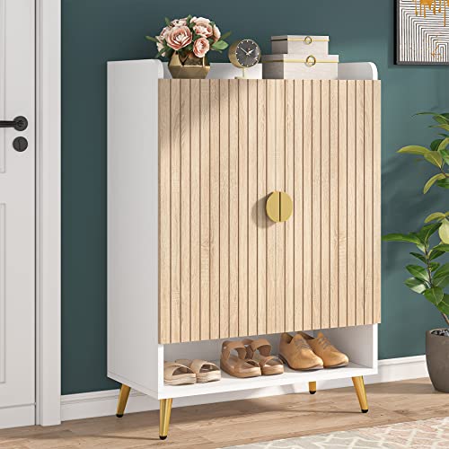 کابینت کفش Tribesigns Shoe Cabinet with Doors کابینت نگهداری کفش 7 طبقه با قفسه های قابل تنظیم مدل HL062
