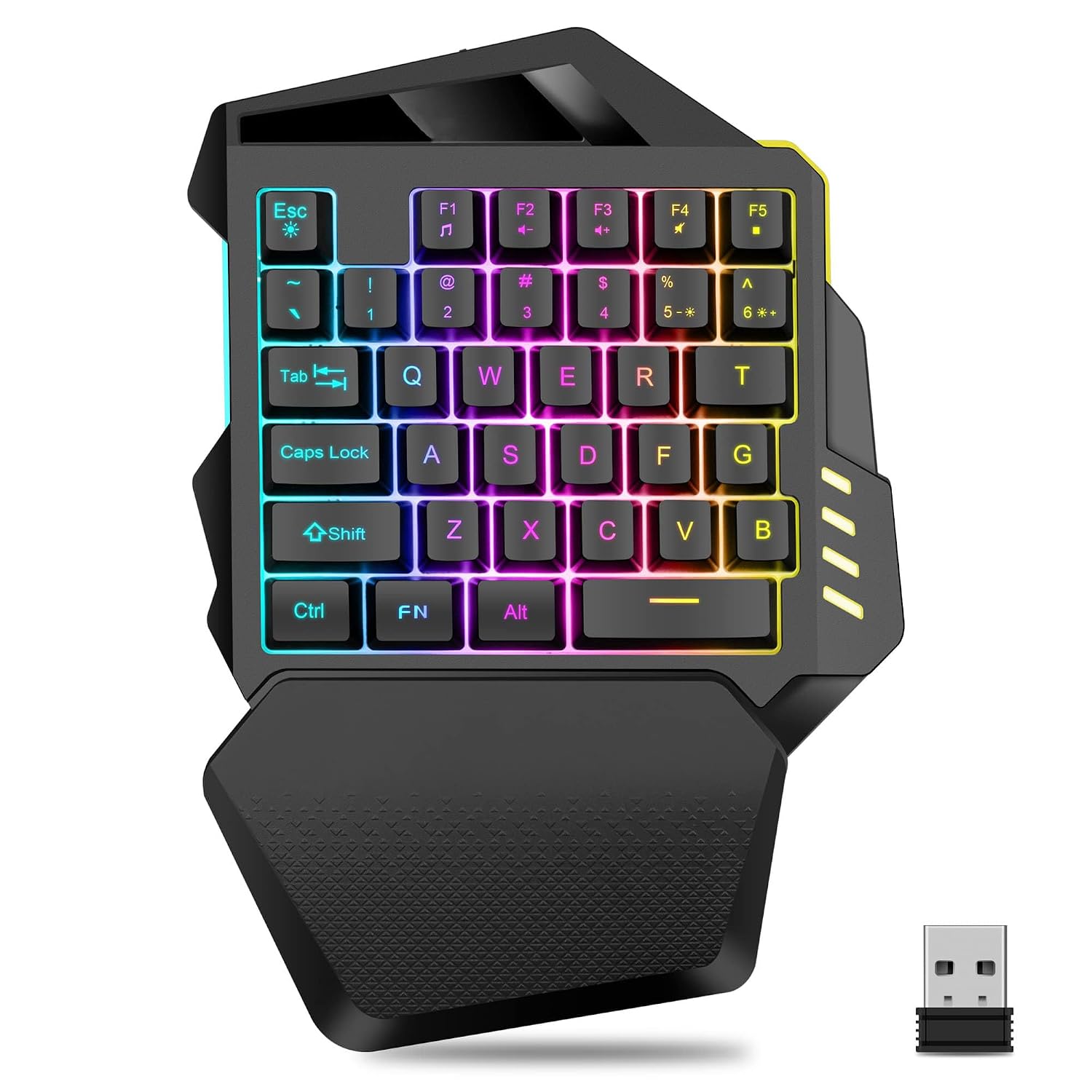 صفحهکلید گیمینگ یکدستی RGB بیسیم G60، طراحی مینی 35 کلیدی، استراحتگاه دستی ارگونومیک و بدون لغزش، باتری قابل شارژ 2000 میلیآمپر ساعتی، مناسب برای رایانههای شخصی، PS4، PS5، Xbox One.