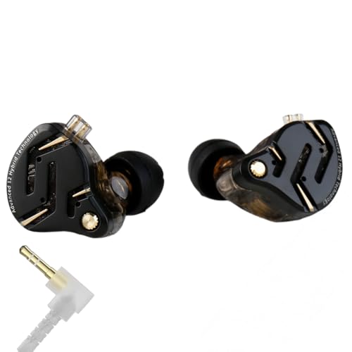 هدفون KZ ZS12 PRO 2 در مانیتور گوش، هدفون 5BA+1DD 6 هیبریدی گیمینگ، هدفون سیمی، شفافیت صدای HiFi، IEMهای باس همه جانبه برای نوازنده بازی، خواننده صوتی (مشکی بدون میکروفون)