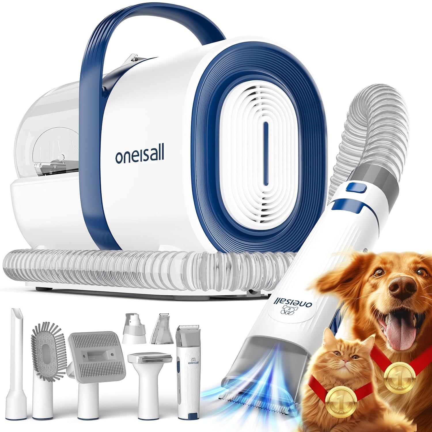 کیت جاروبرقی نظافت حیوانات خانگی oneisall 3 in 1,LM2 | 3 در 1 ابزار پیرایش؛ 99% ساکشن موی حیوانات خانگی. 7 ابزار کامل نظافت