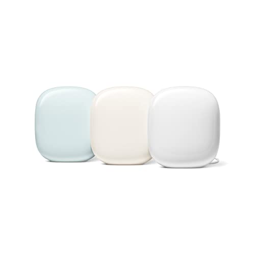 Google Nest WiFi Pro - 6E - سیستم Wi-Fi قابل اعتماد با سرعت سریع و پوشش کامل خانه - روتر Wi-Fi مش - بسته 3 - برف، کتانی، مه