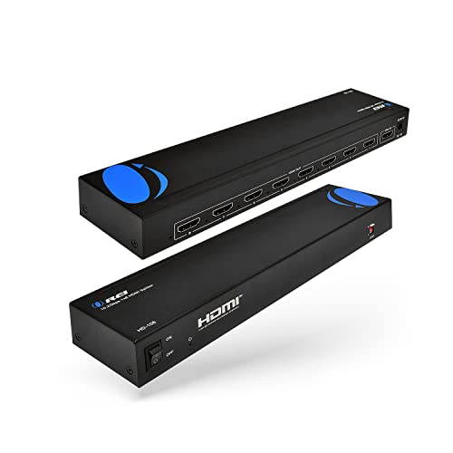 شکاف HDMI 1x8 OREI 1080p، نمایشگر تکراری/آینه ای 1 پورت به 8 HDMI - شکاف برقی نسخه 1.3 دارای گواهینامه برای پشتیبانی سه بعدی با وضوح بالا Full HD 1080P (یک ورودی به هشت خروجی)