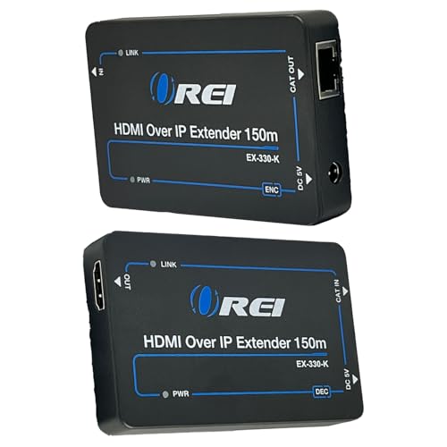 OREI HDMI از طریق اترنت توسعه دهنده از طریق IP با کابل CAT5/CAT6، با IR تا 330 فوت - Loop Out - توزیع سیگنال Full HD 1080P - گزینه یک به چند