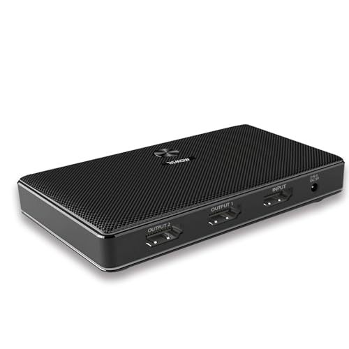 Mowsil 4K 1x2 HDMI Splitter by - 1 Port to 2 HDMI Display Duplicate/Mirror - Powered Splitter Ver 2.0 دارای گواهینامه Full HD 1080P با وضوح بالا و پشتیبانی سه بعدی (یک ورودی به دو خروجی)