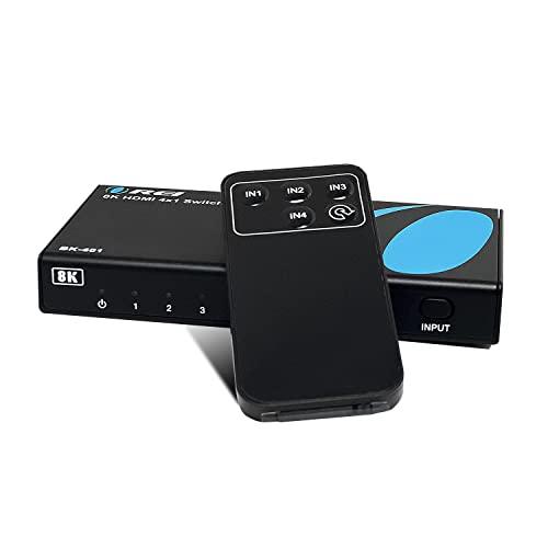 OREI 8K 4x1 HDMI 2.1 Switch 4K @ 120hz Switcher 4 in 1 Out, پشتیبانی از HDR, HDR10, Dolby Vision, HLG 48Gbps for Xbox Series X PS5 Roku Fire TV Monitor Projector Dolby | hdmi switcher 4 in 1 out, hdmi switcher 4k 120hz, 48Gbps, HDR10, Dolby Vision, HLG, PS5/Xbox Ready