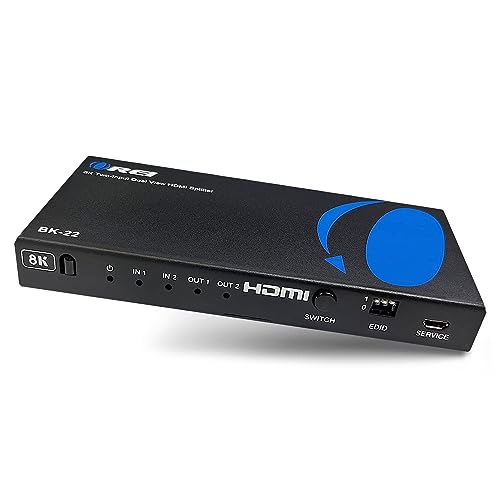 OREI 8K HDMI Splitter 2 in 2 Out، وضوح تا 4K@120Hz، Dolby Vision Pass-Through، HDCP 2.3، مدیریت خودکار EDID، نمایشگر را افزایش نمی دهد - (BK-22)