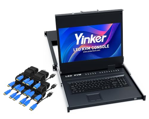 Rack Mount KVM با مانیتور LCD 17.3 اینچی، سوئیچ 8 پورت HDMI LCD KVM 1920x1080@60Hz برای رک 1U 19 اینچی از منوی OSD/Hotkey با 8 کابل KVM + صفحه کلید + تاچ پد پشتیبانی می کند.