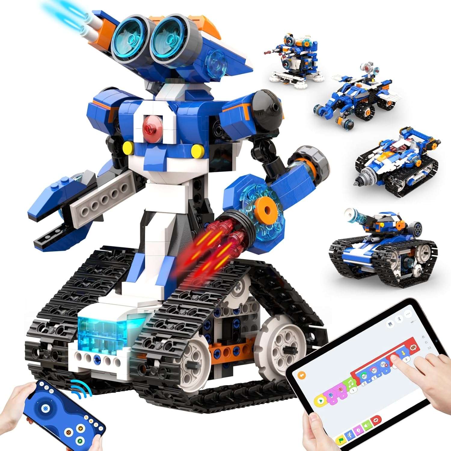 Apitor Robot J, STEM Toys for Kids 8-12, Robot Code, Building Kit | برنامه آموزشی اسکرچ جونیور، اسباببازیهای پسرانه برنامهریزی، هدایای آموزشی و آموزشی پسران 7+، کیت رباتیک 6 در 1، پسران حاضر 8-12