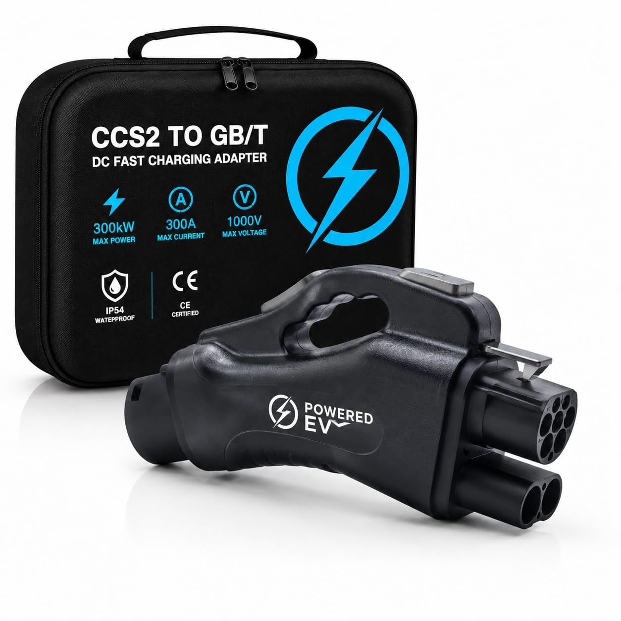 CCS2 به GBT DC Fast Charging Adapter 300A 1000V 300kW | سازگار با BYD، Denza، Leopard، ROX، Xiaomi SU7، NIO، XPeng، Zeekr، Avatr، VW ID.4/ID.6 و سایر وسایل نقلیه GBT | IP54