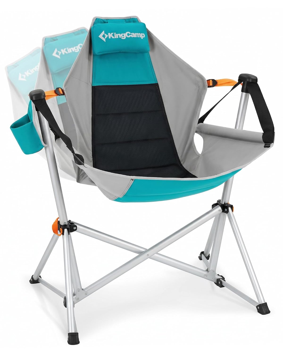 صندلی کمپینگ Hammock صندلی گهواره ای تاب دار برای بزرگسالان Lan Beach صندلی تاشو قابل حمل با پشتی قابل تنظیم نگهدارنده لیوان صندلی کمپ قابل حمل BLUEGREY گهواره تاشو بزرگ 103 پوندی قاب آلومینیومی تکیه گاه قابل تنظیم برای فضای باز ساحلی RV Sport