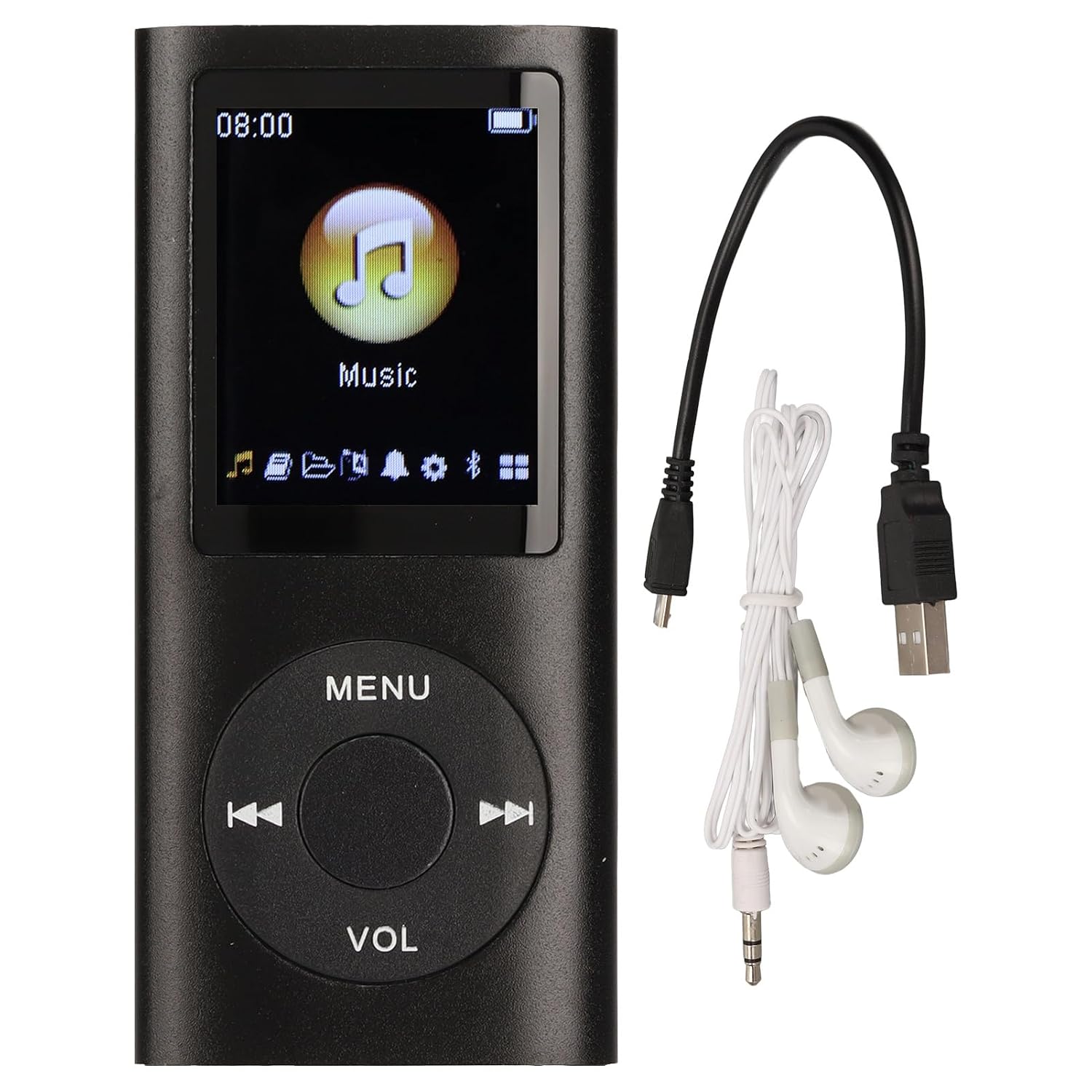 مشغل MP3 محمول 64 گیگابایت بشاشة 18 بوصة وصوت عالی الجودة للطلاب والأطفال أسود پخش کننده MP3 قابل حمل 64 گیگابایت با صفحه نمایش LCD 18 اینچ