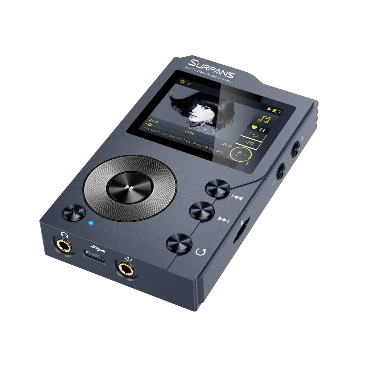 پخش کننده MP3 Surfans F20 HiFi با بلوتوث، پخش کننده موسیقی دیجیتال با وضوح بالا DSD، پخش کننده صوتی قابل حمل با وضوح بالا با کارت حافظه 32 گیگابایت، پشتیبانی تا 256 گیگابایت…