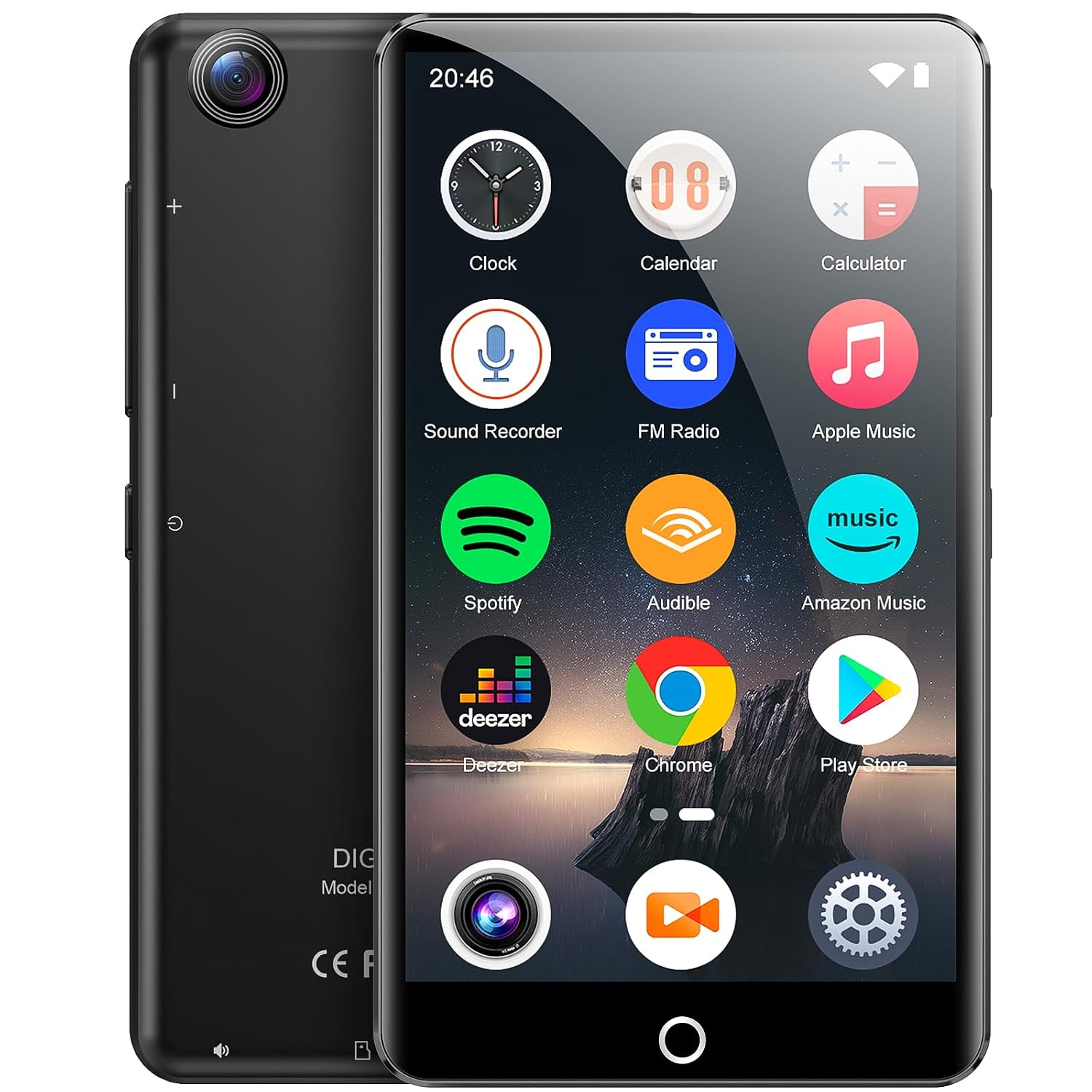 پخش کننده MP3 80 گیگابایتی با بلوتوث و وای فای، پخش کننده MP4 با صفحه نمایش لمسی 4.02 اینچی با دوربین، پخش کننده MP3 Android با Spotify، Deezer، Audible، پخش کننده موسیقی با بلندگو، رادیو FM، پشتیبانی تا 1 ترابایت