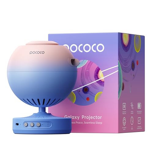 نور شب پروژکتور POCOCO Galaxy با دیسک های 5K، لنز 2 مگاپیکسلی، قابل شارژ | عمر باتری 6H، تایمر، آسمان پر ستاره واقعی برای دکوراسیون اتاق خواب، افلاک نما برای استراحت و مراقبه، هدایایی برای کودکان