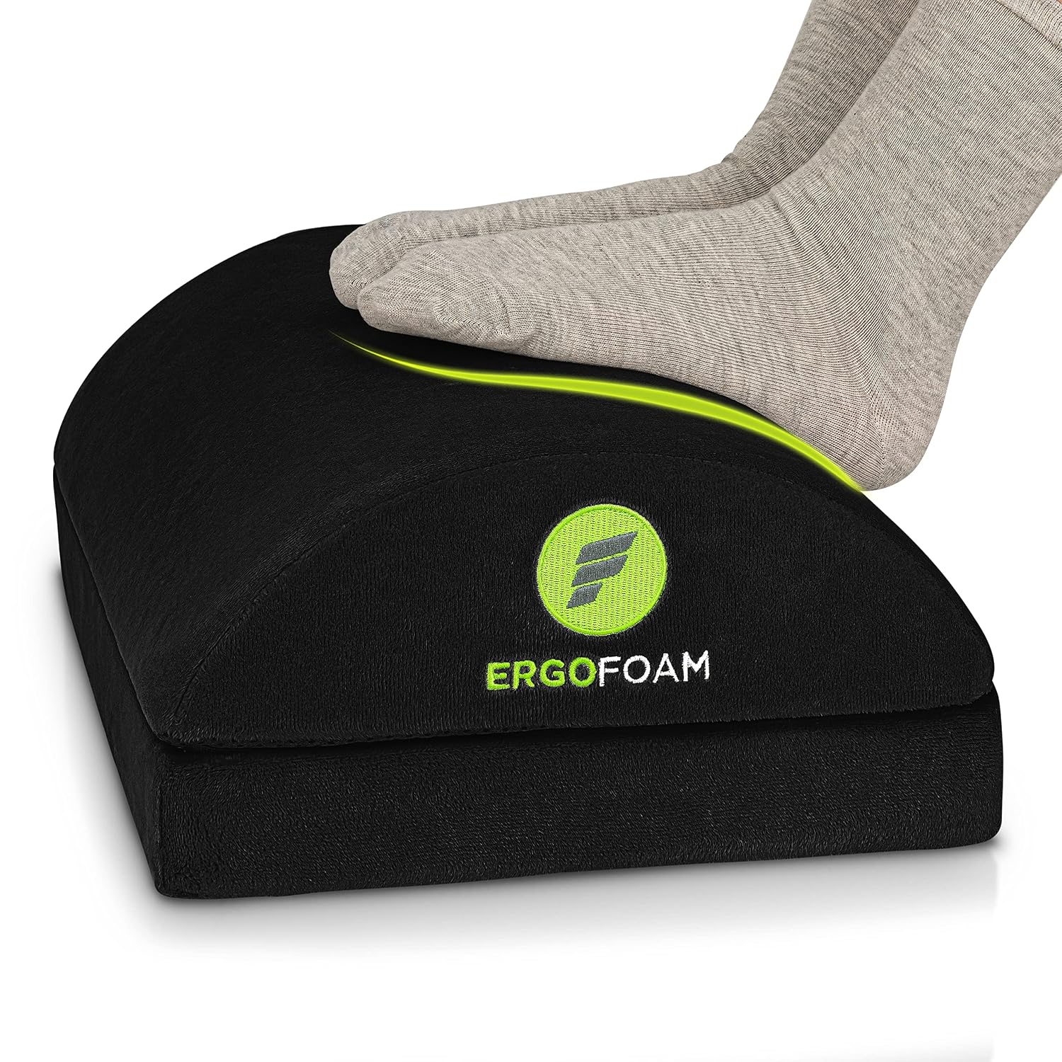 جای پای ErgoFoam برای زیر میز در محل کار قابل تنظیم - فوم مخملی مشکی با چگالی بالا تایید شده توسط کایروپراکتیک