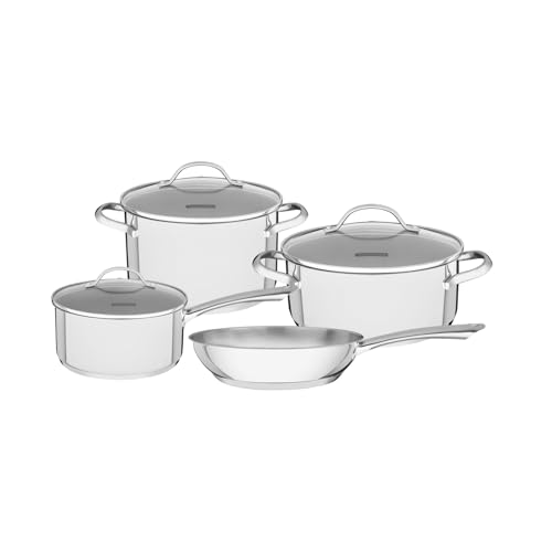 ست 7 تکه ظروف استیل ترامونتینا یونا با ته سه لایه Tramontina Una 7 Pieces Stainless Steel Cookware Set with Tri-ply Bottom