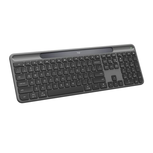 کیبورد بیسیم خورشیدی Logitech Signature Slim Solar+ wireless keyboard با بلوتوث، شارژ نوری و باتری ۱۰ ساله