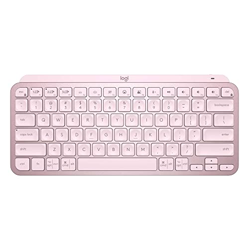 کیبورد بیسیم Logitech MX Keys Mini Minimalist با نور پسزمینه، بلوتوث و USB-C، رنگ رزگلد