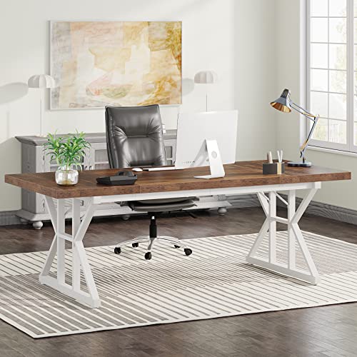 میز کامپیوتر تریبساینز Tribesigns Computer Desk, 180cm (قهوه ای/سفید) مدل DK432