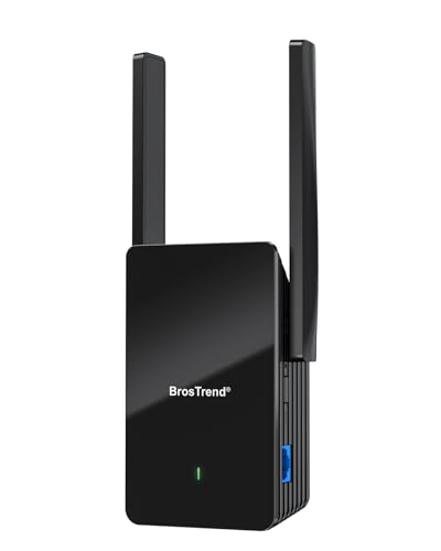 تقویت کننده وای فای BrosTrend WiFi 6 AX1500 برای توسعه دهنده برد بی سیم خانگی تا 2000 فوت مربع و 40 دستگاه را پوشش می دهد، تقویت کننده بی سیم دو بانده با پورت اترنت گیگابیت با هر روتر کار می کند