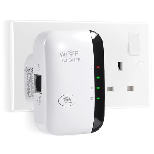 تقویت کننده WiFi Extender، تقویت کننده سیگنال WiFi، پوشش اینترنتی تا 3000 فوت مربع! با بیش از 45 دستگاه و ویژگی ها کار می کند راه اندازی آسان، 2.4 گیگاهرتز باند WiFi Extender و پورت LAN (سفید سیاه)