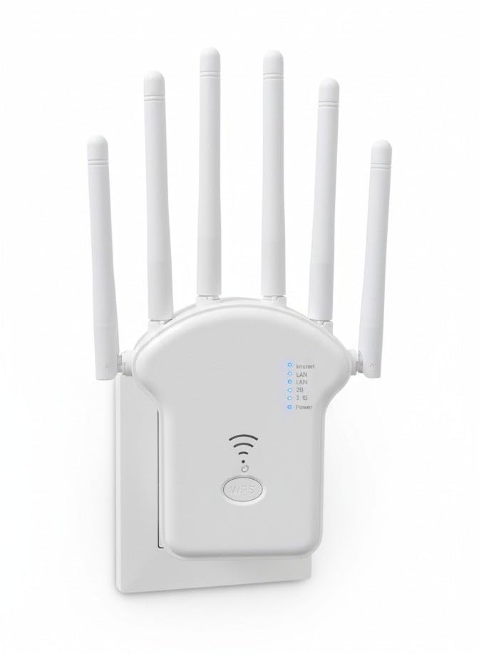 توسعه دهنده دامنه WiFi AC1200، تقویت کننده و تکرار کننده سیگنال دو باند 2.4G/5G با درگاه اترنت، راه اندازی WPS با یک ضربه، حالت نقطه دسترسی، پوشش تا 1500 فوت مربع برای خانه/دفتر