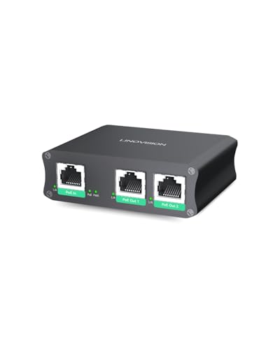 LINOVISION صنعتی 2 پورت توسعه دهنده PoE گیگابیتی، عبور و تقسیم 30 وات POE به دو دوربین PoE، تکرار کننده PoE یا تقویت کننده برای گسترش بیشتر 100 متر