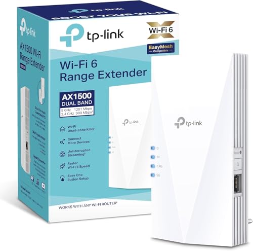 TP-Link Mesh WiFi 6 Booster، Ultraxtend WiFi Range Extender AX1500 Mbps با پورت 1 گیگابیت، تقویت کننده اینترنت، 5 گیگاهرتز، نصب آسان برنامه کنترل، دوشاخه بریتانیا (RE500X)
