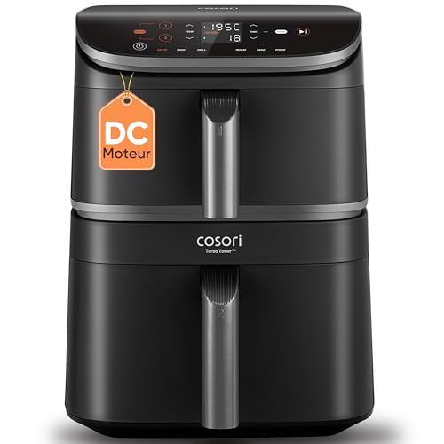 سرخکن بدون روغن COSORI Turbo Tower مدل CAF-DC111-AEU – ظرفیت 10.8 لیتر، دو محفظه، 6 کاره و طراحی عمودی کمجا