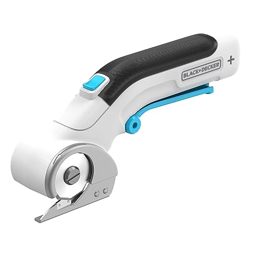 کاتر چرخشی شارژی BLACK+DECKER، 3.6 ولت، USB قابل شارژ، مدت زمان کارکرد 35 دقیقه، تیغه خود تیز شونده، قفل ایمنی، دسته ضد لغزش، کابل شارژ USB Type-C - سفید، BCRC115-XJ