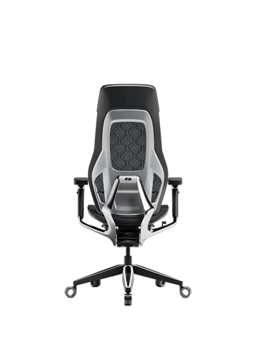 صندلی گیمینگ AFTERWORK GX Super Ergonomic - چرم طبیعی، پشتیبانی کمری قابل تنظیم، 5 بعدی (مشکی)