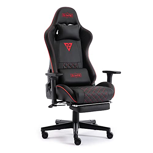 صندلی گیمینگ اس مکس مدل S*MAX Pink Gaming Chair with Footrest (مشکی)