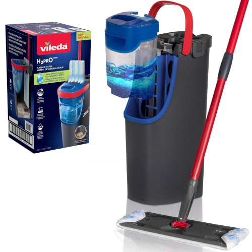 کف شوی Vileda H2PrO | 100% جداسازی آب شیرین و کثیف | طراحی صرفه جویی در مصرف آب | عملیات یک دست | ذخیره سازی فشرده | دسته ارگونومیک | میکروفیبر | پک راحتی
