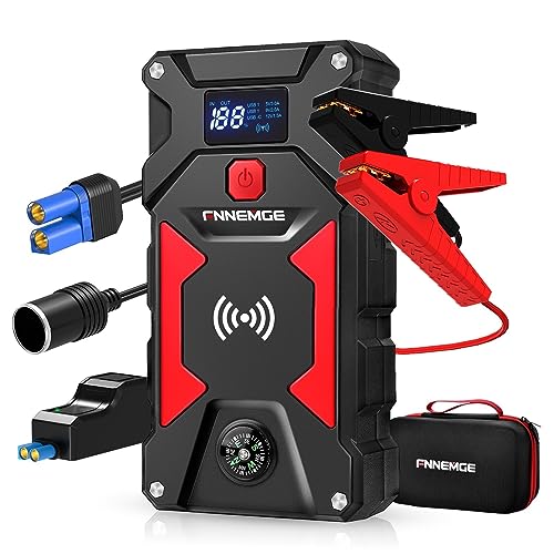 استارت پرش خودرو FNNEMGE، استارت باتری خودرو 6000A Peak 26800mAh (تا تمام گاز، موتور 10.0 لیتری دیزل)، با شارژ سریع USB 3.0، چراغ LED، خروجی EC-5. …