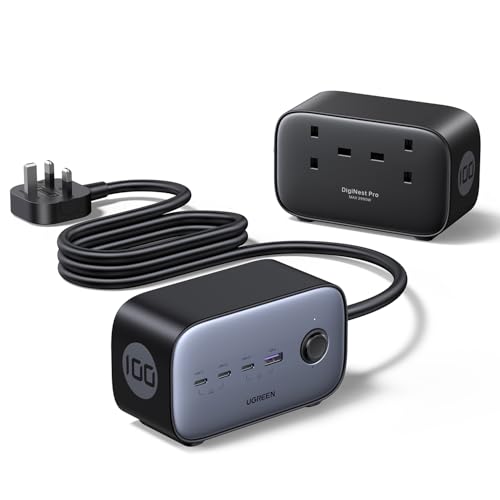 UGREEN 100W Power Strip شارژر USB C، سیم پسوند ایستگاه شارژ 6 در 1 DigiNest Pro، دوشاخه شارژر سریع با پریزهای 2×AC، 3×نوع C، 1×USB A، کابل افزودنی برای دسکتاپ، خانه، دفتر