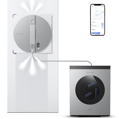 ECOVACS WINBOT W3 Omni Robot Window Cleaner با قابلیت تمیز کردن خودکار و ایستگاه چند منظوره، ناوبری هوشمند Win-SLAM 5.0، تمیز کردن هوشمند با سیستم اسپری سه گانه، حفاظت 12 سطحی