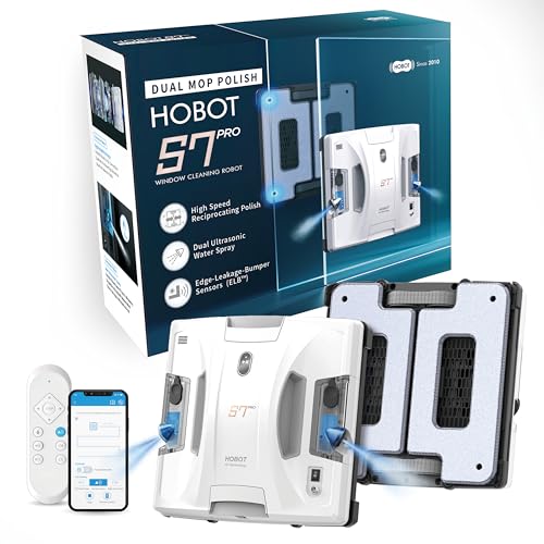 ربات تمیز کننده پنجره HOBOT S7 Pro | Dual Mop Polish Hand Wiping Spray 15nm Ultrasonic Spray، مکش 4800Pa | ربات شیشه شوی اتوماتیک برای شیشه های قاب دار/بدون قاب، استفاده در داخل و خارج از منزل