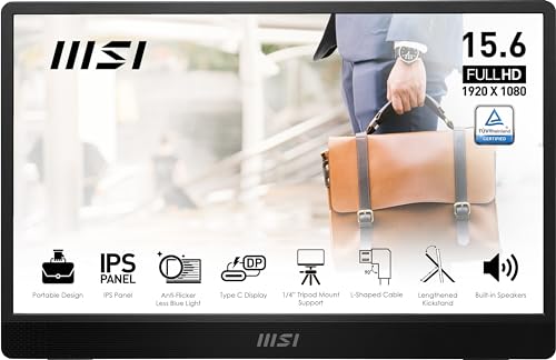 مانیتور قابل حمل MSI Pro MP161 E2 – سایز 15.6 اینچ، Full HD IPS، USB-C و Mini HDMI با اسپیکر داخلی