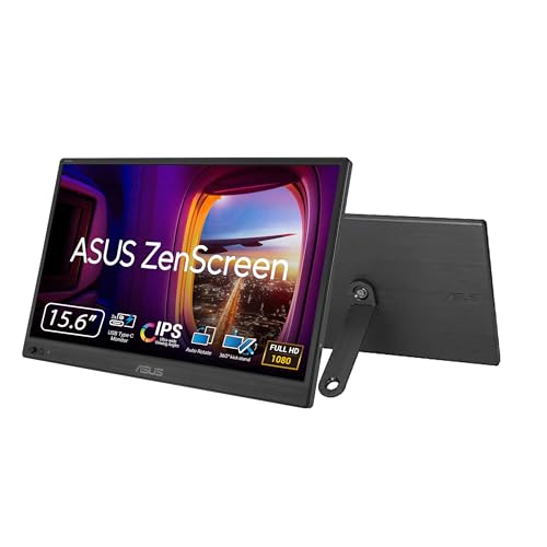 مانیتور قابل حمل ASUS ZenScreen MB169CK – سایز 16 اینچ، Full HD IPS، دو پورت USB-C و Mini HDMI با پایه 360 درجه