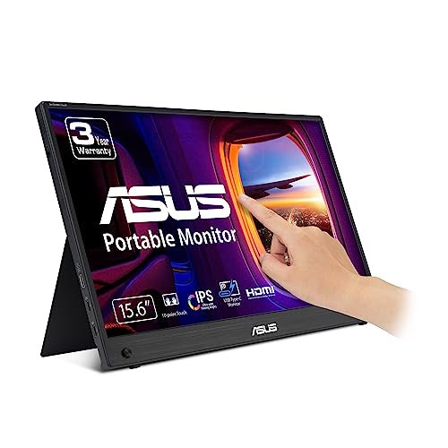 مانیتور قابل حمل لمسی ASUS ZenScreen MB16AHT – سایز 15.6 اینچ، Full HD IPS، USB-C و Mini HDMI با پایه و قابلیت نصب روی سهپایه