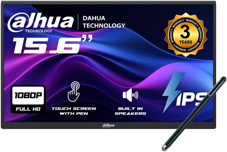 مانیتور قابل حمل لمسی Dahua مدل DHI-LM16-F201PD-FBM – 15.6 اینچ Full HD IPS، دو USB-C و HDMI، اسپیکر و پشتیبانی VESA
