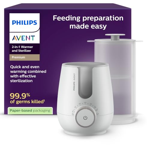 گرم کننده و ضدعفونی کننده بطری 2 در 1 Philips AVENT Premium - فناوری حمام آب داغ با استاندارد بیمارستانی، سنسور دما هوشمند، جلوگیری از نقاط داغ، SCF359/00