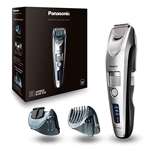 اصلاح کننده ریش پاناسونیک ER-SB60-S803 برای مردان، قیچی ضد آب قابل حمل، 20 طول، 2 ضمیمه، اصلاح دقیق، عملکرد بی سیم و سیمی، ایستگاه شارژ، نقره ای