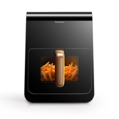 سرخ کن بدون روغن پاناسونیک NF-CC600AXE AirFryer با سوراخ سوراخ، 5 لیتر، 80-200 درجه سانتیگراد، تایمر دیجیتال و صفحه نمایش LCD، بخار نرم، 11 تنظیم از پیش تنظیم، تمیز کردن آسان، سیاه/آبی تیره و دسته رزگلد